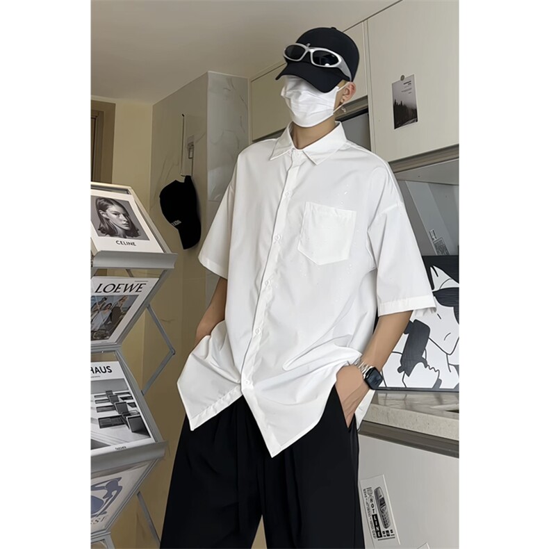 男模切片满天星空衬衫夏季宽松五分袖痞帅衬衣X1213-C2318-特P35,男装T恤,星座1213