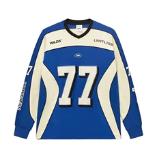 秋冬季新品77号美式复古街头冰球服长袖拼接宽松卫衣WYS01P36，男装卫衣，星座1013-5