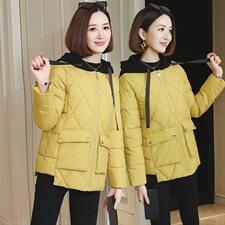 短款个性休闲时尚气质优雅连帽个性百搭宽松休闲，女装棉衣/棉服，姿萝菲