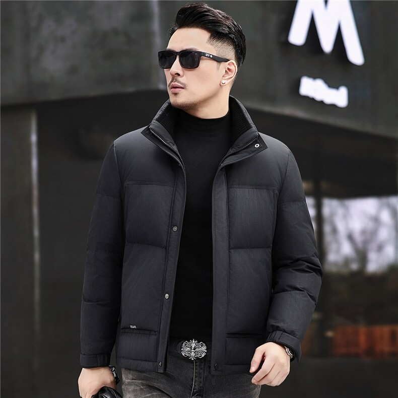 主推新款冬季短款90绒子白鹅绒羽绒服外套中年男装加厚鹅绒服夹克图片