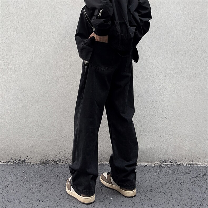 美式高街vibe风直筒长裤欧美痞帅男hiphop复古水洗拼接工装牛仔裤,男装牛仔裤,星座301D-4(原星座1004-4）