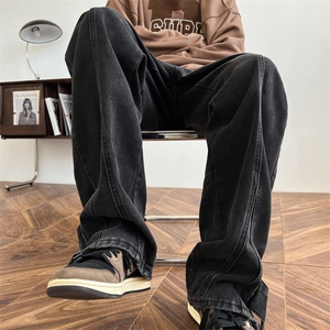 设计感牛仔裤小众拉链休闲长裤2024春季美式复古喇叭裤 K5257-P46图片