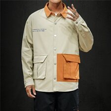 J秋季新款宽松大码男大口袋工装夹克男外套薄，男装夹克，电商B369（原A024）