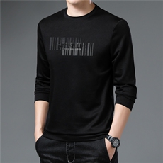 2021长袖t恤男秋季宽松中年纯色立领秋衣潮外穿打底ALXB9886-P80，男装T恤，电商B212（原钱塘6029）
