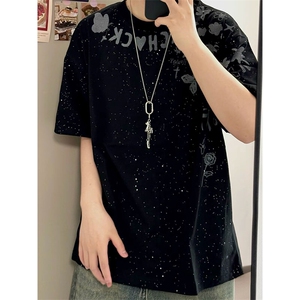 万针全刺绣工艺抖音得物高品质260克重磅纯棉双纱美式高街短袖T恤图片