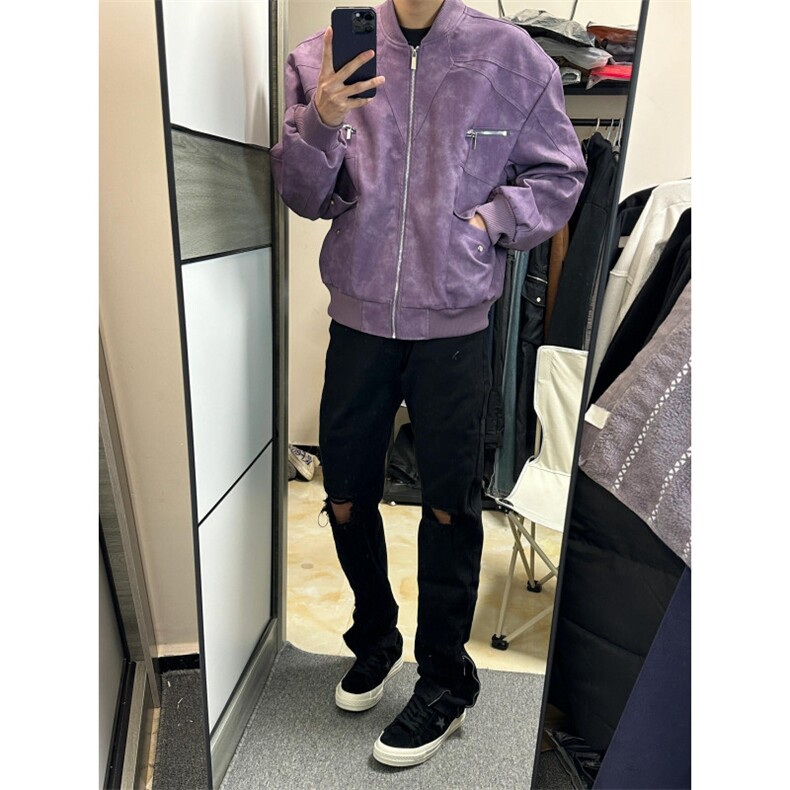 网络图现货!夹克高级设计感小众棒球服痞帅机车赛车服 R3326-P90图片