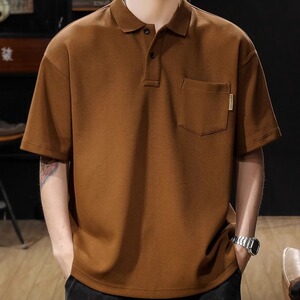 美式复古POLO衫男夏季简约风重磅男装宽松大码男士短袖T恤tshirt图片
