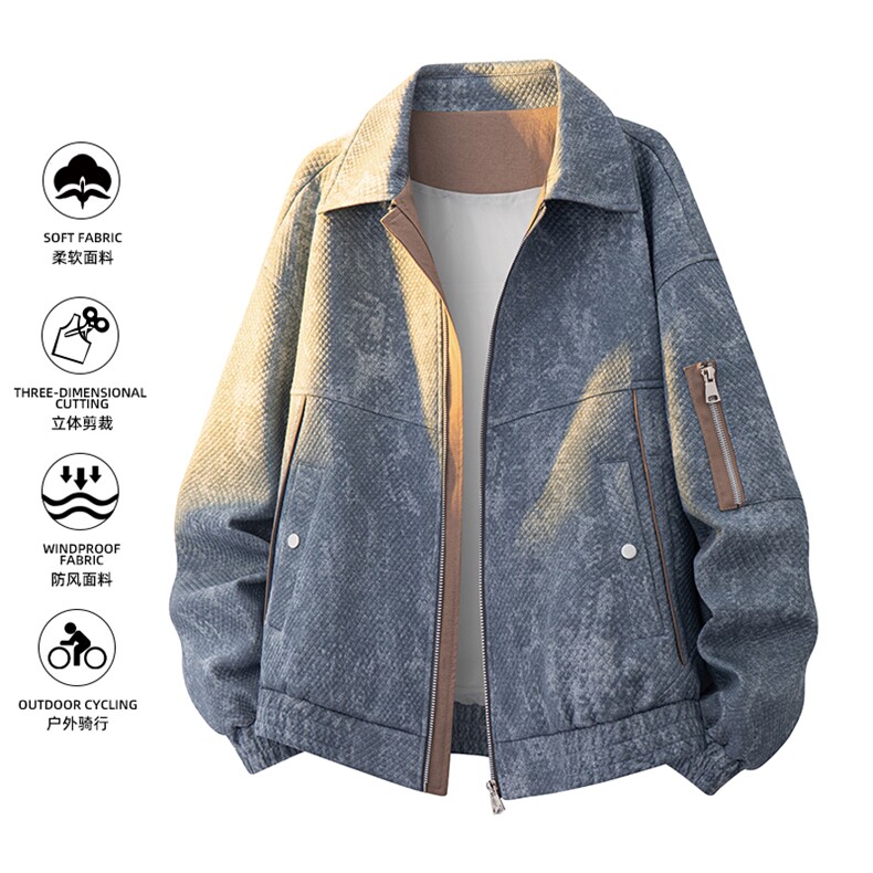 美式重磅高品质夹克假两件开衫外套SY8821特P78控158大码4-8XL+5,男装夹克,星座610B-1