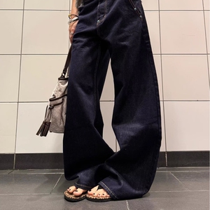 潮流美式设计感小众青少年弯刀牛仔裤复古宽松镰刀型裤子男女潮牌图片