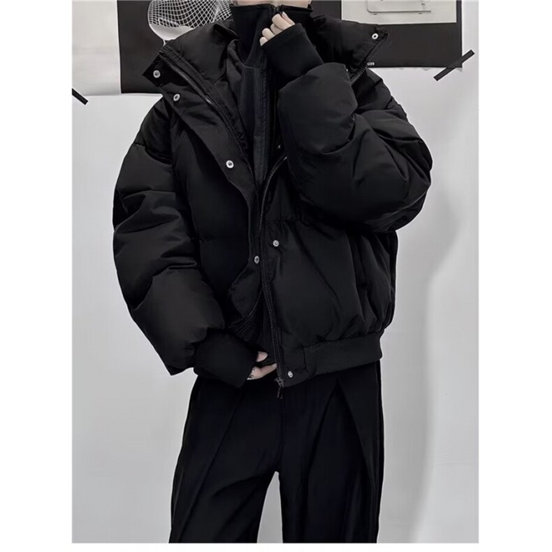 新款韩版假两件棉服男痞帅黑色加绒加厚立领棉衣休闲外套MC440,男装棉衣,星座1116A（原606A-3）