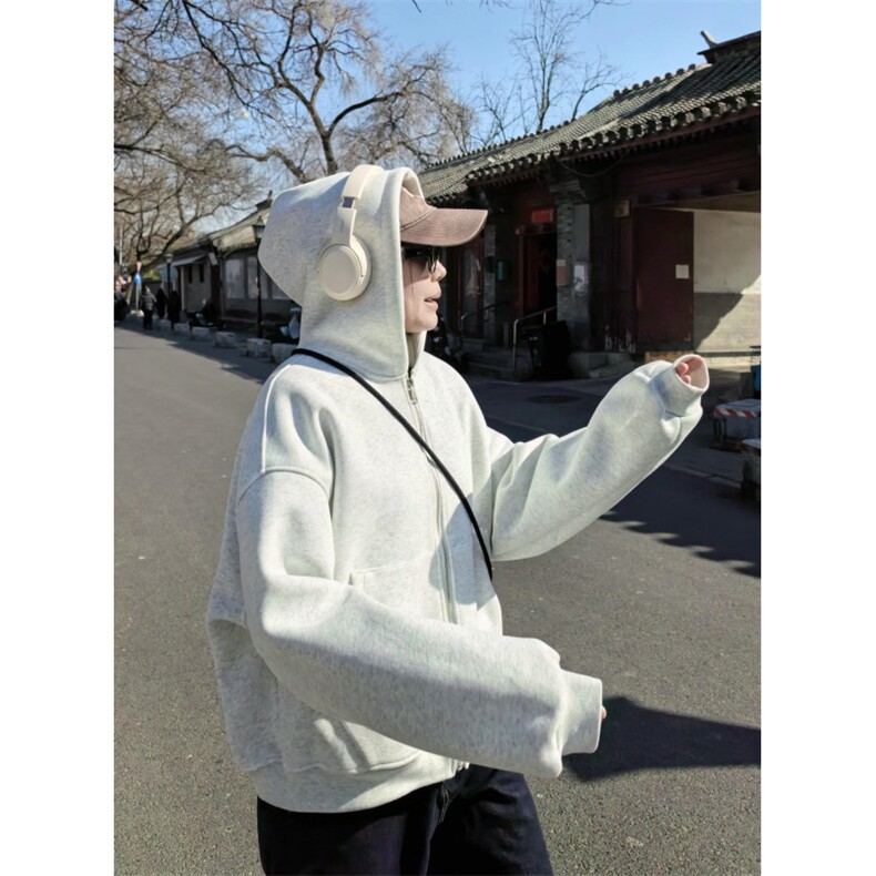 【有货】W09CC-特P60带书包重磅连帽卫衣男女设计感外套,女装短外套,星座1007（原301D）