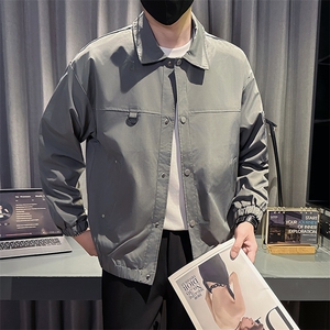 新款社会小伙秋冬男时尚工装夹克男店主外套JK802-P78 控128 灰色图片