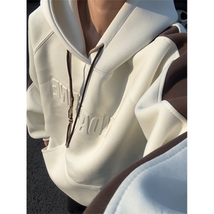 秋季重磅连帽卫衣男宽松休闲钢印外套拼色学生衣服 W116-P65 控98图片