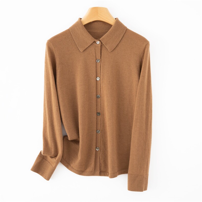 新款针织开衫时尚百搭休闲风POLO领，女装针织衫/毛衣，晨收贸易商行