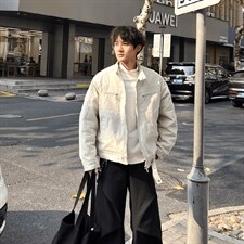 26春装高品质老钱风立领夹克外套男女美式潮牌拉链工装风宽松上衣，男装夹克，电商A486