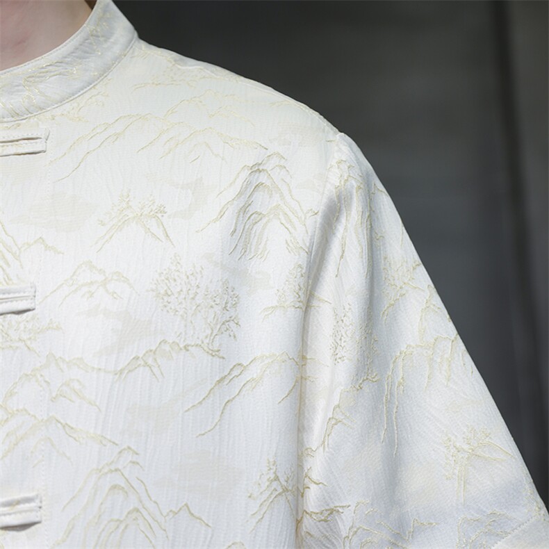 风2026夏季新款金山银山五分袖休闲大码衬衫A021-CS7098-P70,男装T恤,电商A021