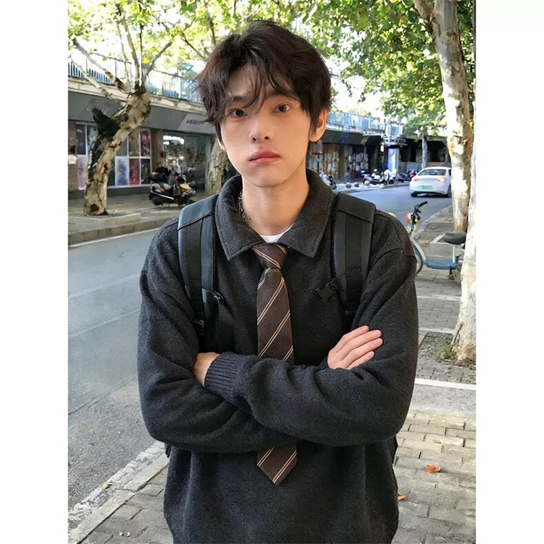 配领带翻领百搭卫衣ZW0161-特批45,男装卫衣,星座313A(原308A-2)