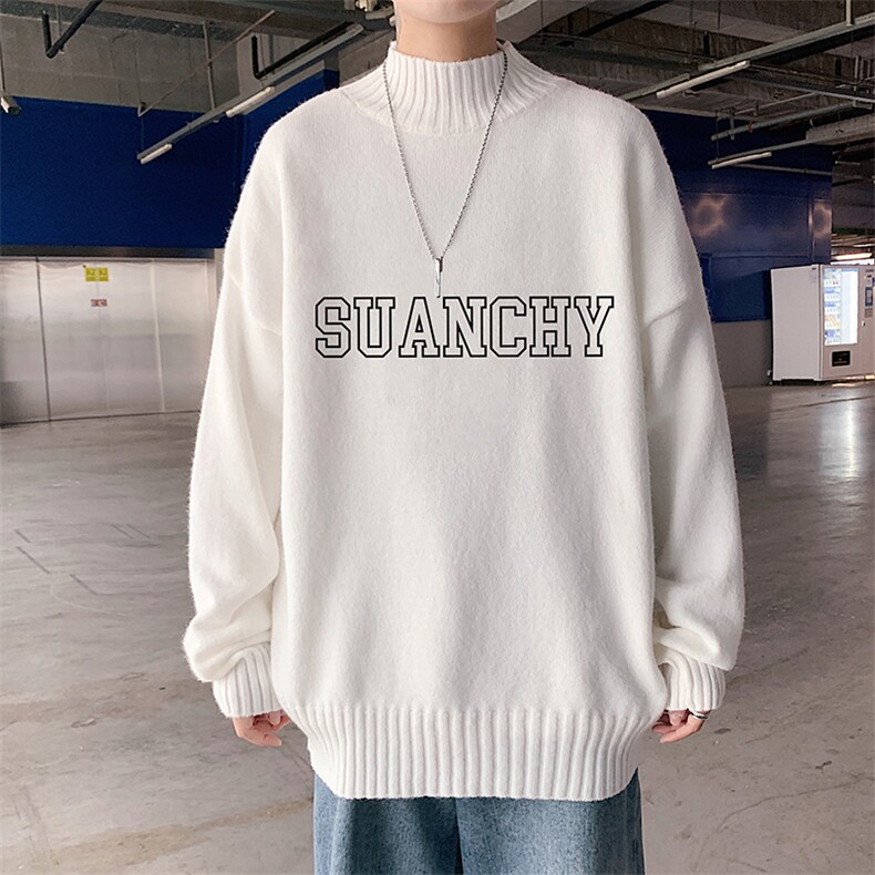 M18229-P45加绒款-P65半高领毛衣男士大码针织衫男毛线衣男，男装针织衫/毛衣，电商A040