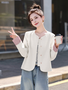 新中式国风粉色短外套女2025春新款小个子高级感独特漂亮百搭上衣图片