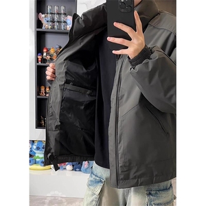 现货冬季美式休闲加厚雪山外套夹克立领纯色三防户外工装棉服图片