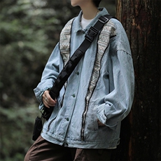 Wt099-P72山系宽松型腰果花拼接牛仔夹克，男装夹克，星座1501-1
