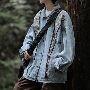 Wt099-P72山系宽松型腰果花拼接牛仔夹克图片