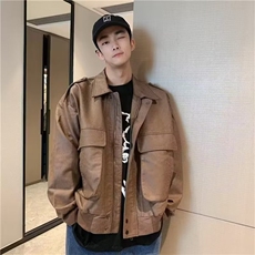 G98-P602025美式皮衣外套男潮牌复古痞帅机车服上衣，男装皮衣，电商B323A