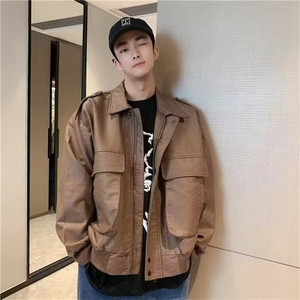 G98-P60 2025美式皮衣外套男潮牌复古痞帅机车服上衣图片