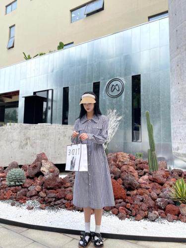 格子连衣裙,女装连衣裙,谦度