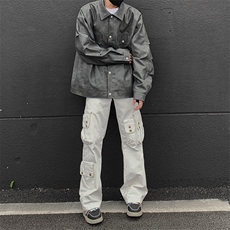 港风高街痞帅男装外套美式短款潮牌工装皮衣夹克DSA157B-J230-P90，男装夹克，电商A157B