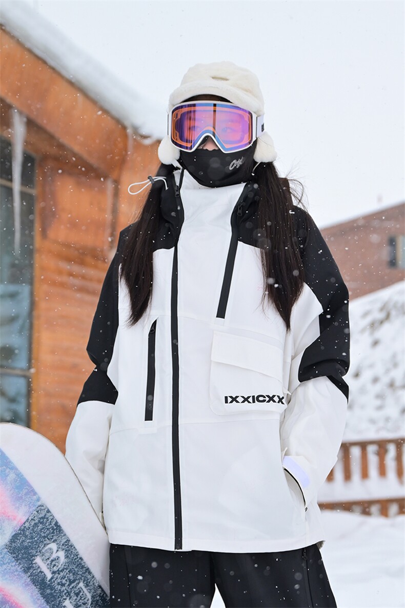 冬单板双板连帽防风袖拼色防水防风保暖滑雪服男女同款HF57-P175,男装棉衣,电商A001