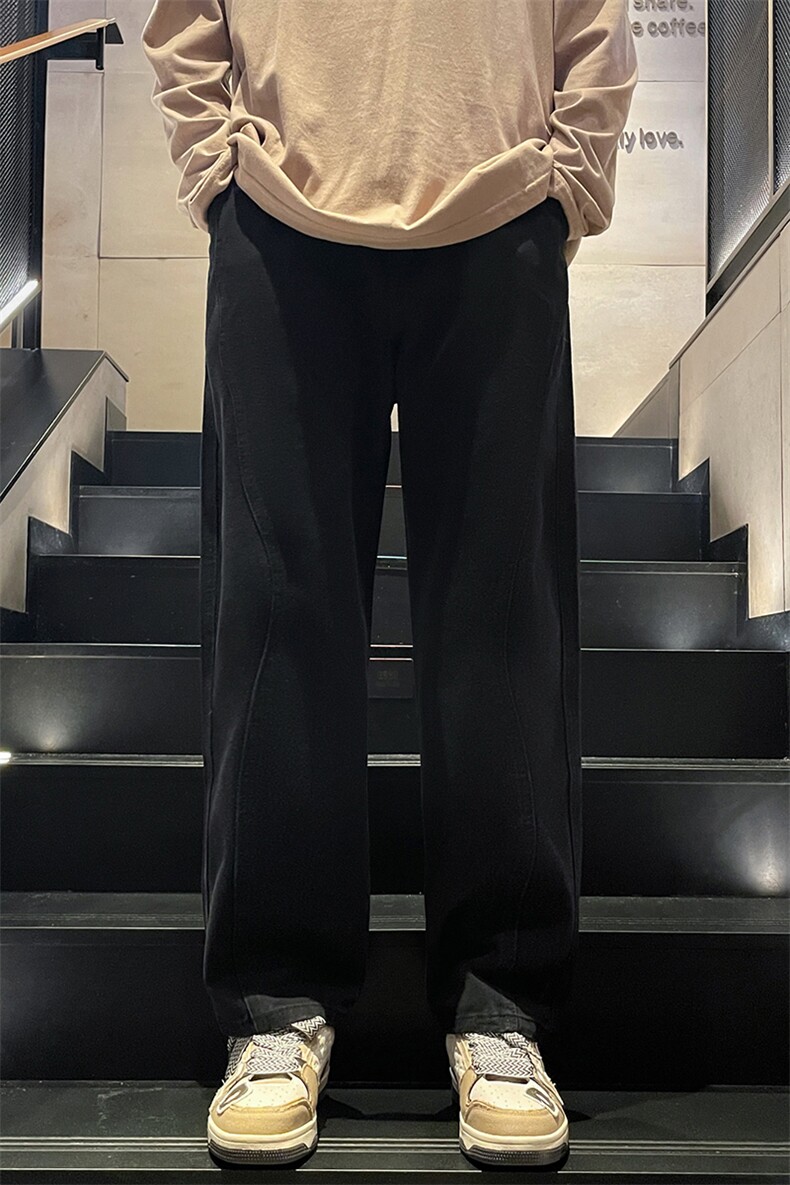 美式高街复古拼接宽松阔腿裤潮牌痞帅男B381-1/723P48,男装休闲裤,电商B381-1