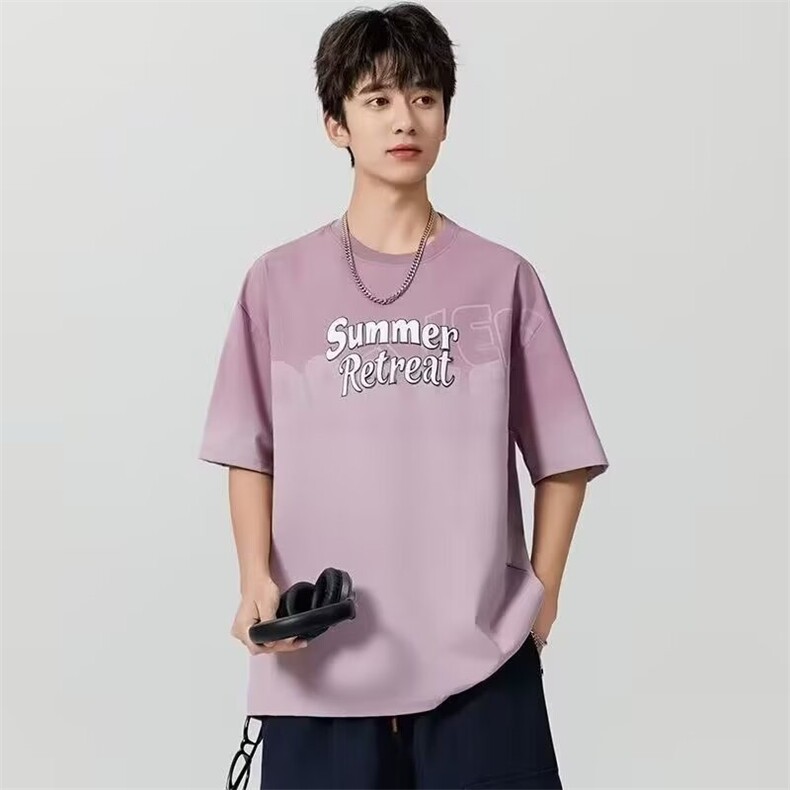 渐变印花短袖男夏季新款宽松t恤男半袖青少年潮流痞帅休闲T恤男,男装T恤,星座506A