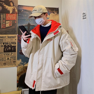 秋冬潮流工装连帽棉衣男休闲学生加厚百搭面包服 现货W094-P80图片
