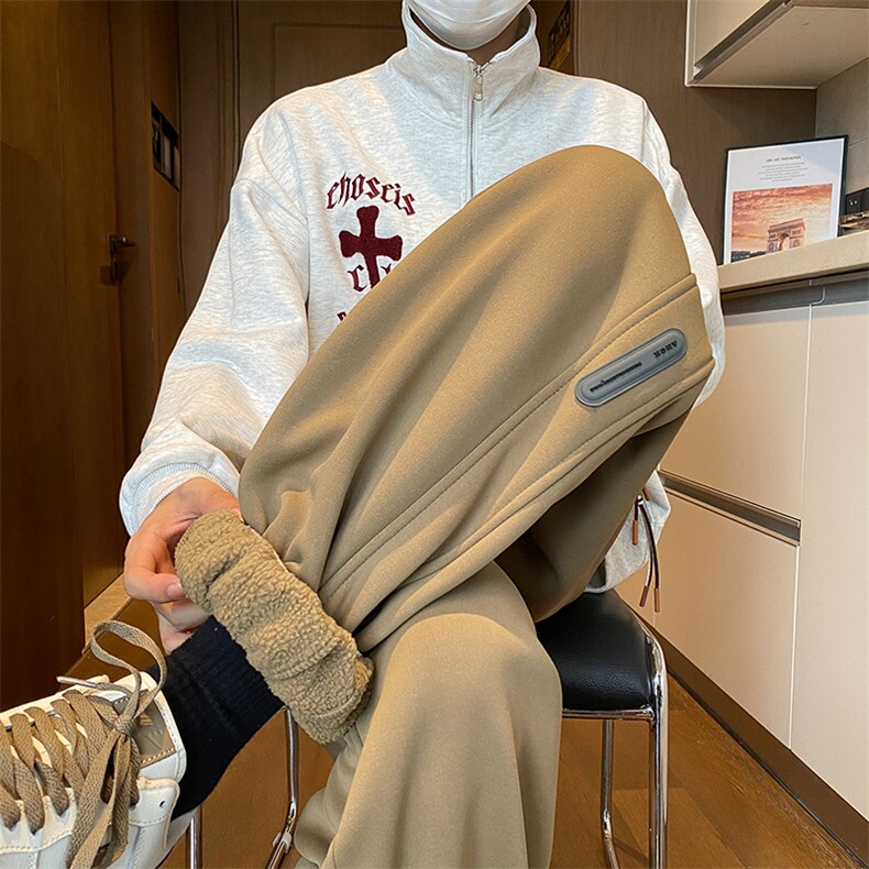 加绒加厚休闲运动卫裤男美式针织束脚裤子715-6-BX03P55（控78）,男装休闲裤,星座715-6