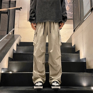 黑色工装裤秋冬季男生宽松直筒休闲垂顺美式高街长裤 K210-特批35图片