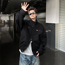 美式巴恩风立领工装夹克男女秋季覆古百搭潮外套vibe宽松休闲上衣，男装夹克，星座506A