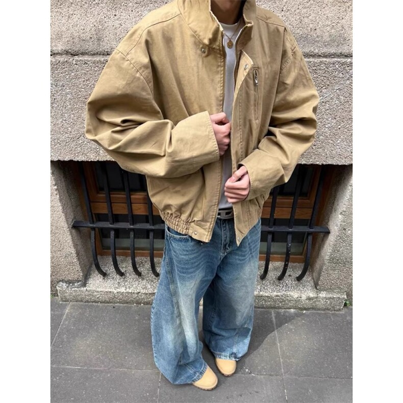 重磅珠帆布底特律工装夹克纯棉水洗巴恩风哈灵顿外套JW646,男装夹克,星座1116A（原606A-3）