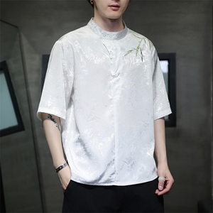 新中式立领风潮T恤短袖民族服饰刺绣汉服时尚唐装T2415-P55图片