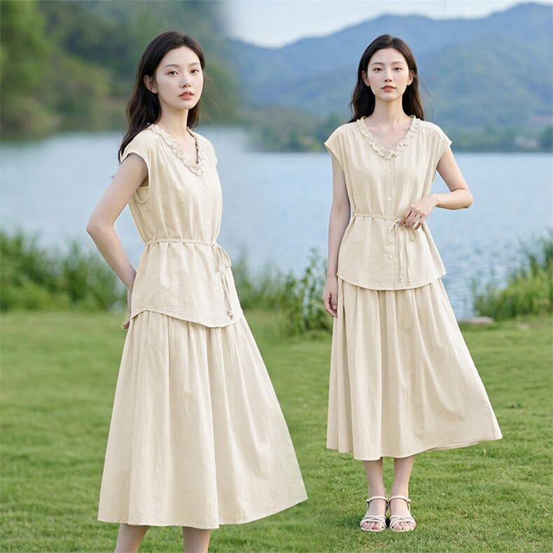 套装女夏季纯色清爽两件套,女装套装/套裙,曼沙奕珂