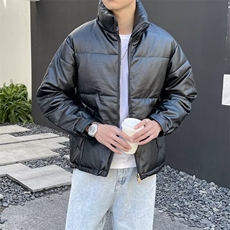 秋冬季机车pu皮衣棉服男潮街外套黑色面包服韩版立领棉衣MA22，男装皮衣，星座1116A-2（原606A-1）