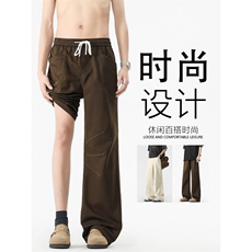 美式直筒工装裤时尚潮流设计感宽松阔腿拖地裤K676特批4588，男装工装外套，星座718-1