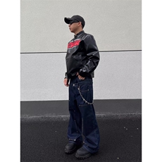 美式复古牛仔裤男春秋季新款宽松大码直筒重磅耐磨休闲裤子，男装牛仔裤，四季星座505