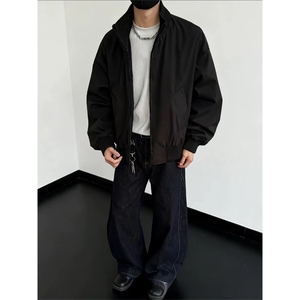 抖音得物 美式潮休闲夹克春季立领纯色复古工装加厚棉服外套MF01图片