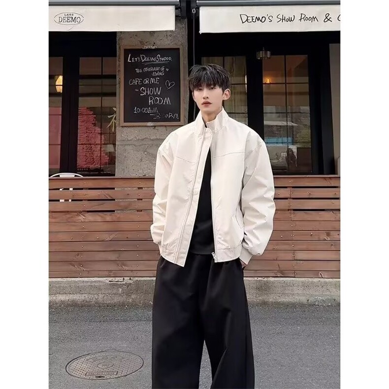 美式高街飞行员夹克男痞帅立领外套短款棒球服513AJK2353特P45,男装夹克,星座513A