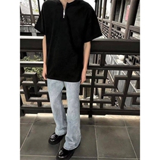 cleanfit垫肩半拉链短袖男款夏季重磅t恤美式高街半袖LT3766-p33，男装T恤，星座1008