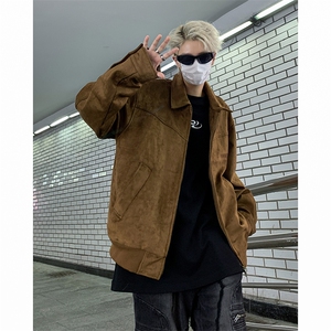 秋款男夹克麝皮绒渐变色翻领外套JK8224 P70图片
