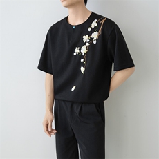 小伙纯色重工T恤男休闲宽松风刺绣衬衣轻熟风A236-82572-P55，男装T恤，电商A236