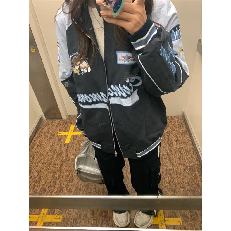 复古玉桂狗机车冲锋服男女秋冬新款设计百搭宽松显瘦外套W1818,男装夹克,星座1116A（原606A-3）