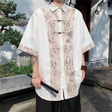 文艺青春流行潮ins潮流衬衫新款百搭标准夏季男时尚五分袖，男装衬衫，星座716-4